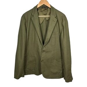 J. Crew Olive Green Hemp Cotton Blend Blazer Jacket Size L Preppy Business